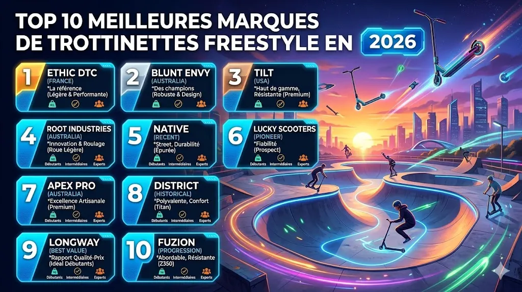 Top 10 des meilleures marques de trottinettes freestyle en 2026